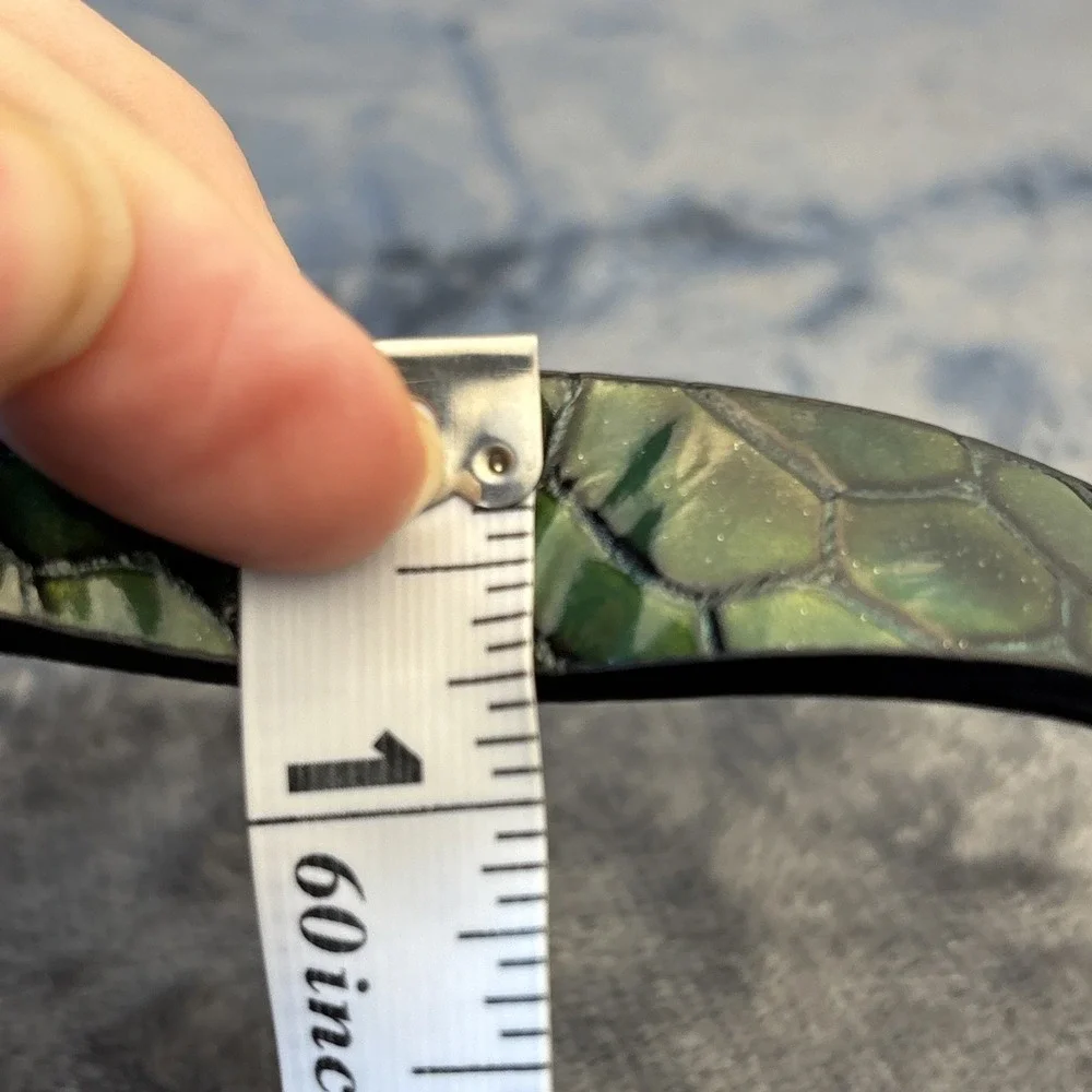 Silver Green Leather‎ Belt Reversible Snakeskin Embossed Reptile M NWT - Picture 12 of 16